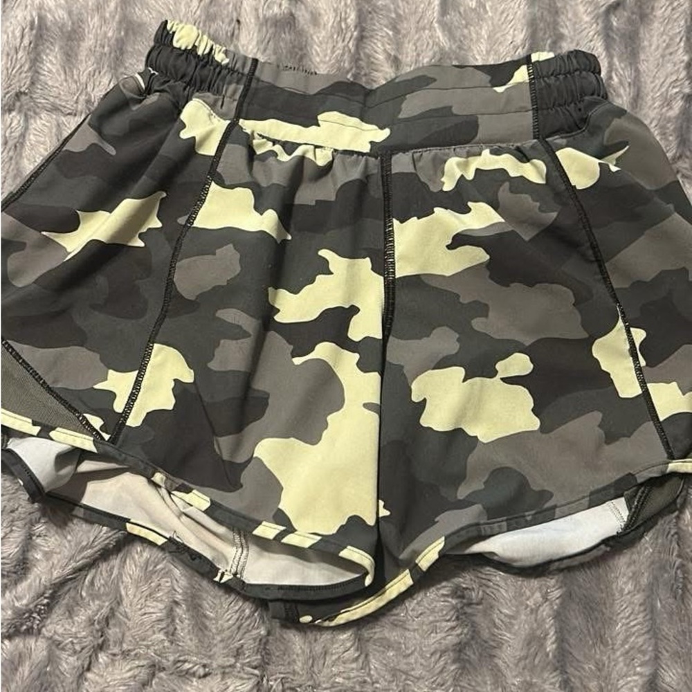 lululemon athletica Camo Running Shorts in Olive and Black